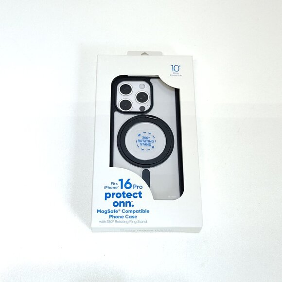 Onn. MagSafe Compatible iPhone 16 Pro Case With Ring Stand 10' Drop Tested NIB - Picture 1 of 4